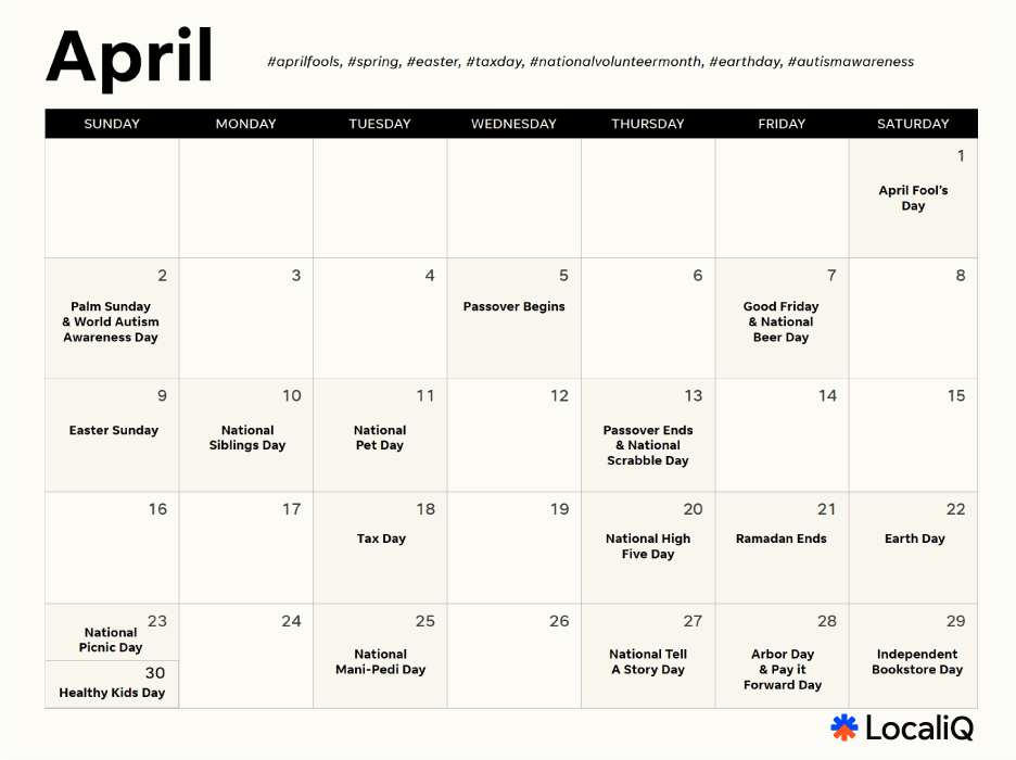 april 2023 social media calendar